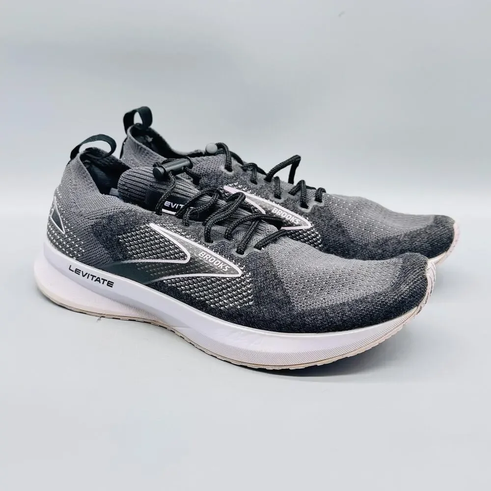 Brooks Shoes Women 9.5 Black Gray Levitate StealthFit 5 Running Athletic Sneaker